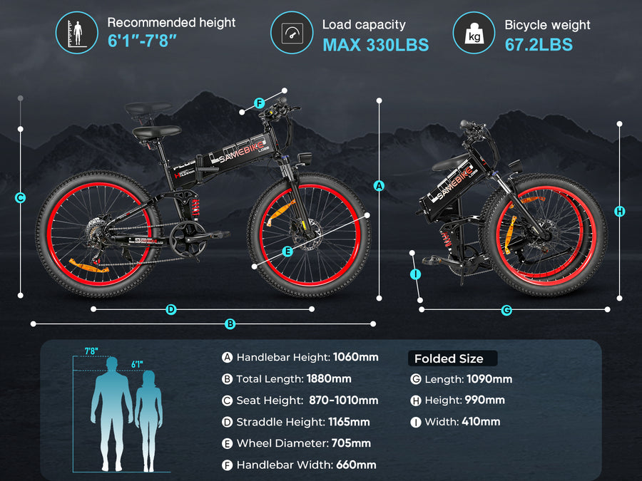 SAMEBIKE LO26 Plus 1000W Folding Electric Mountain Bike