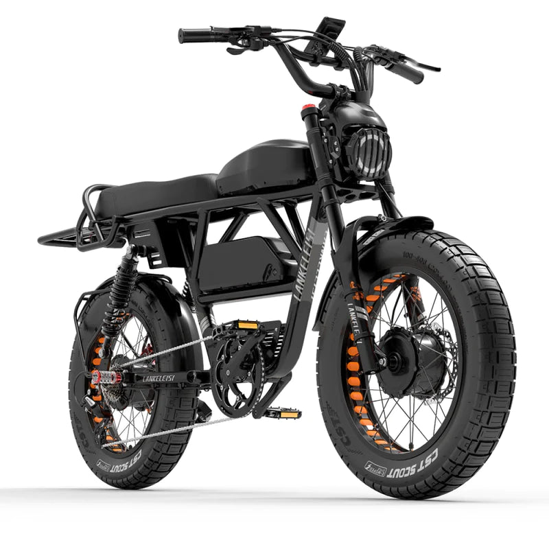LANKELEISI X-Black Knight Vélo Électrique à Double Moteur 2000W