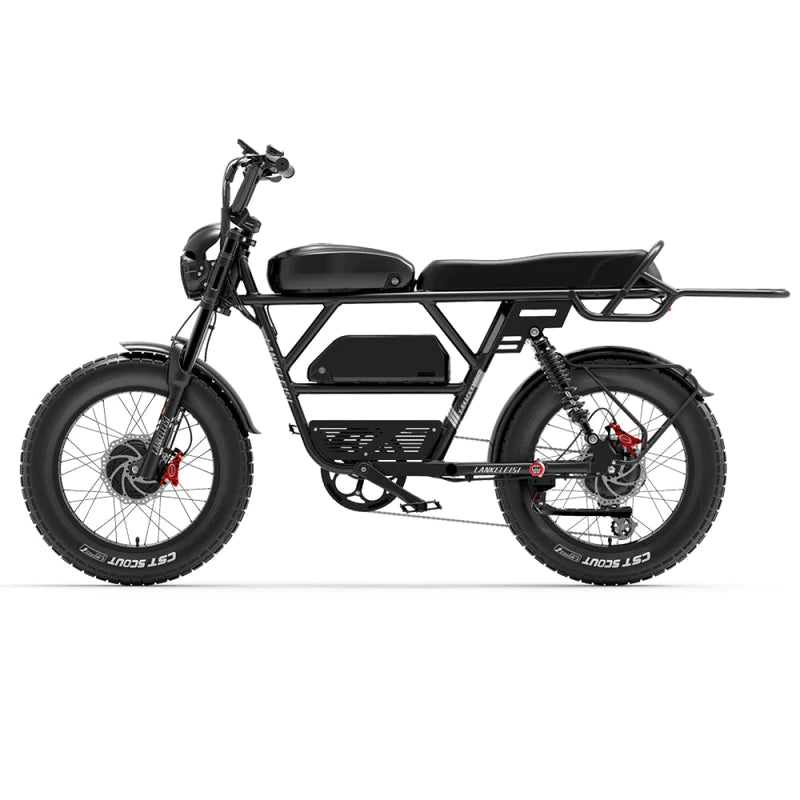 LANKELEISI X-Black Knight Vélo Électrique à Double Moteur 2000W