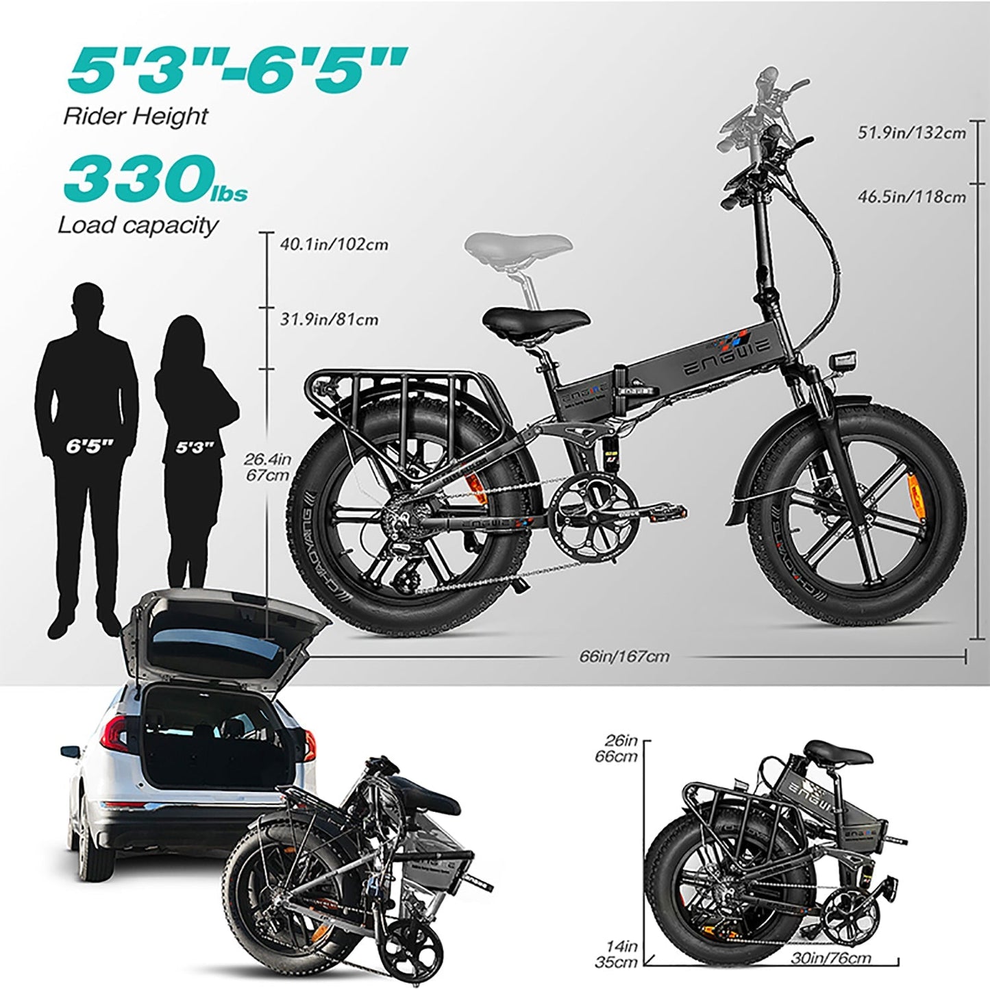ENGWE Engine Pro 2.0 1000W Fat Tire Bicicletta elettrica pieghevole 120km