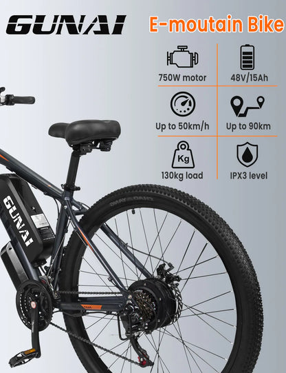 GUNAI GN29 750W All-Terrain Electric Mountain Bike