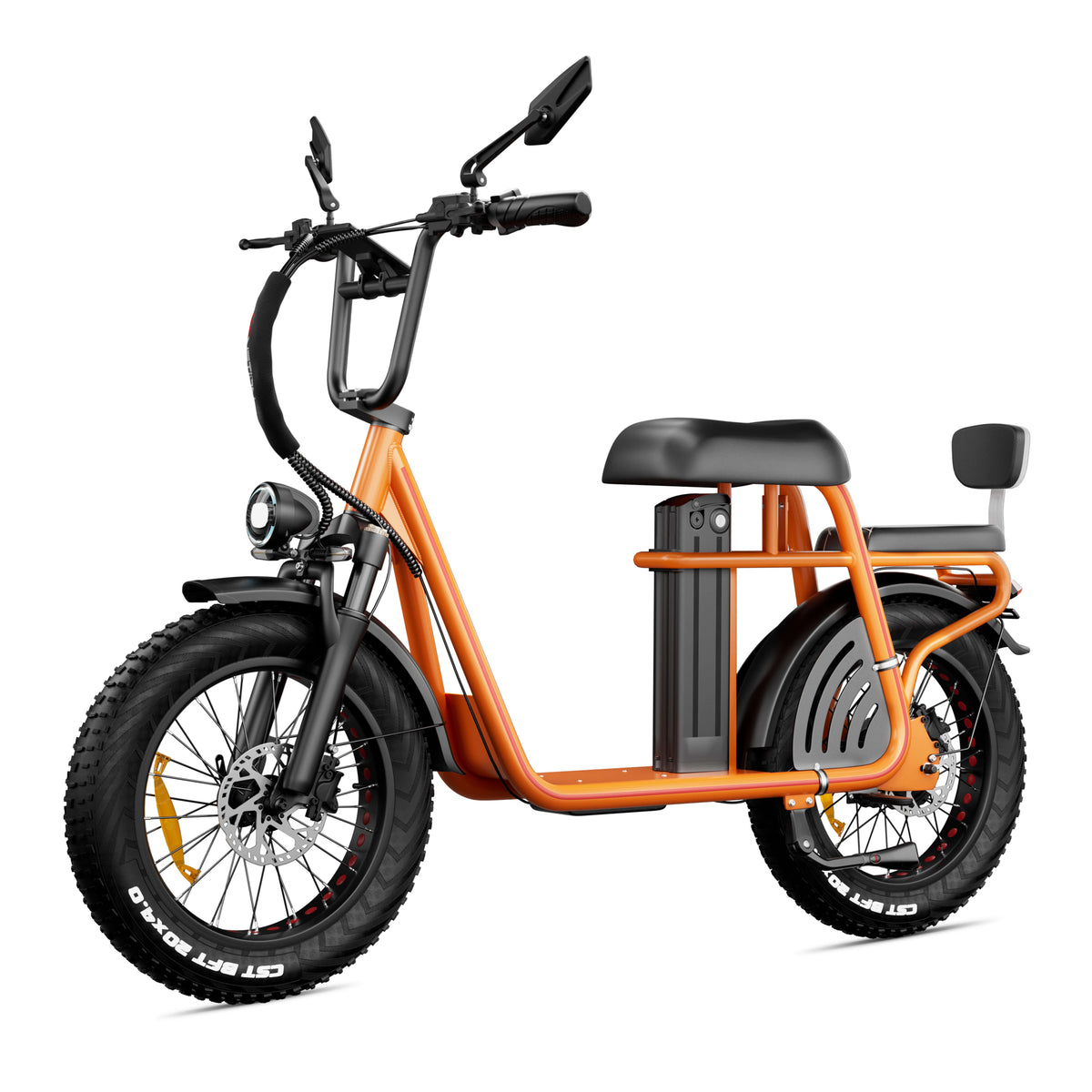 Drvetion ET20 oranžinis elektrinis dviratis alternatyvus kampas