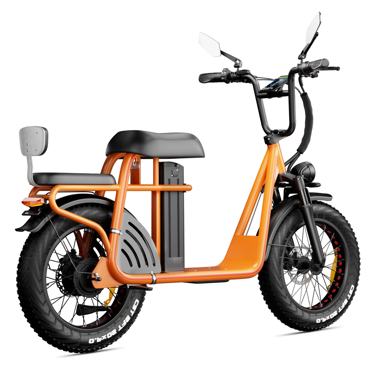 Drvetion ET20 oranžinis elektrinis dviratis galinis kampas