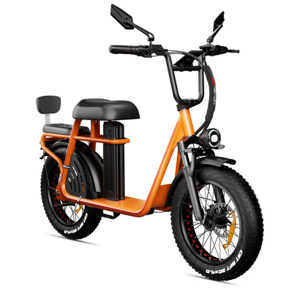Drvetion ET20 oranžinis elektrinis dviratis iš galo