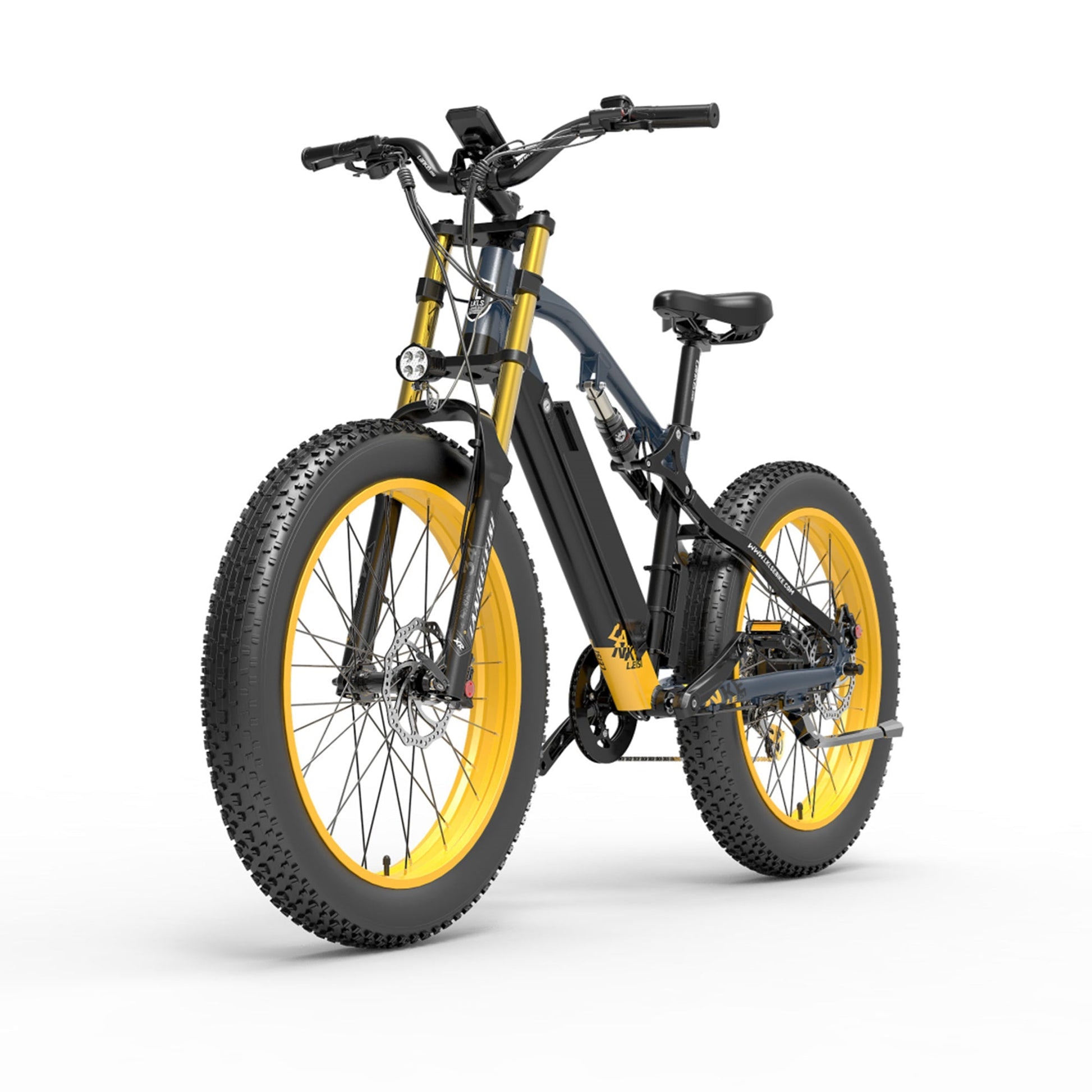 LANKELEISI RV700 PLUS Electric Folding Bike 130KM Mileages E-bike BlackYellow - GOGOBEST