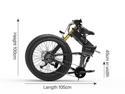 BEZIOR X Plus 1500W Opvouwbare Mountain Ebike 60km 25km/u
