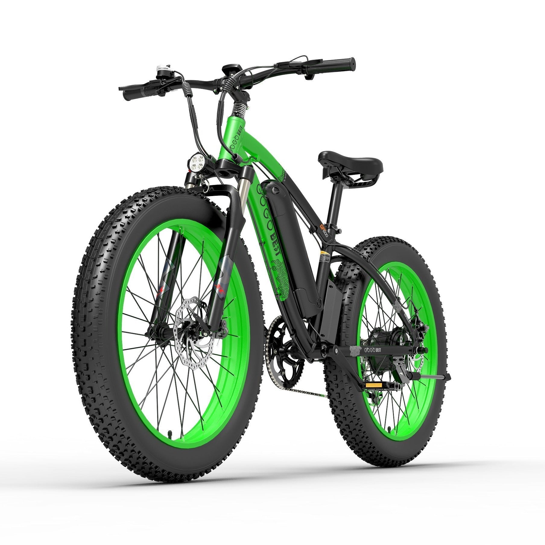 GOGOBEST GF600 Electric Mountain Bike Moped Fat Tire E-bike BlackGreen