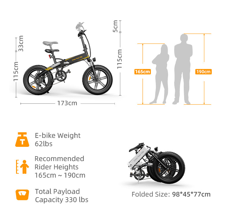 ADO A20F XE Fat Tyre Ebike 250W 80km 25km/h